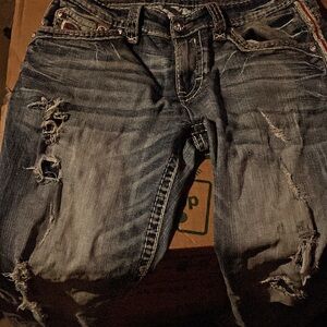 Rock Revival Blue Boyfriend Distressed Jeans